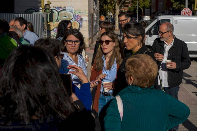Manuela Bergerot visita la zona afectada por las obras de la línea 7B de Metro