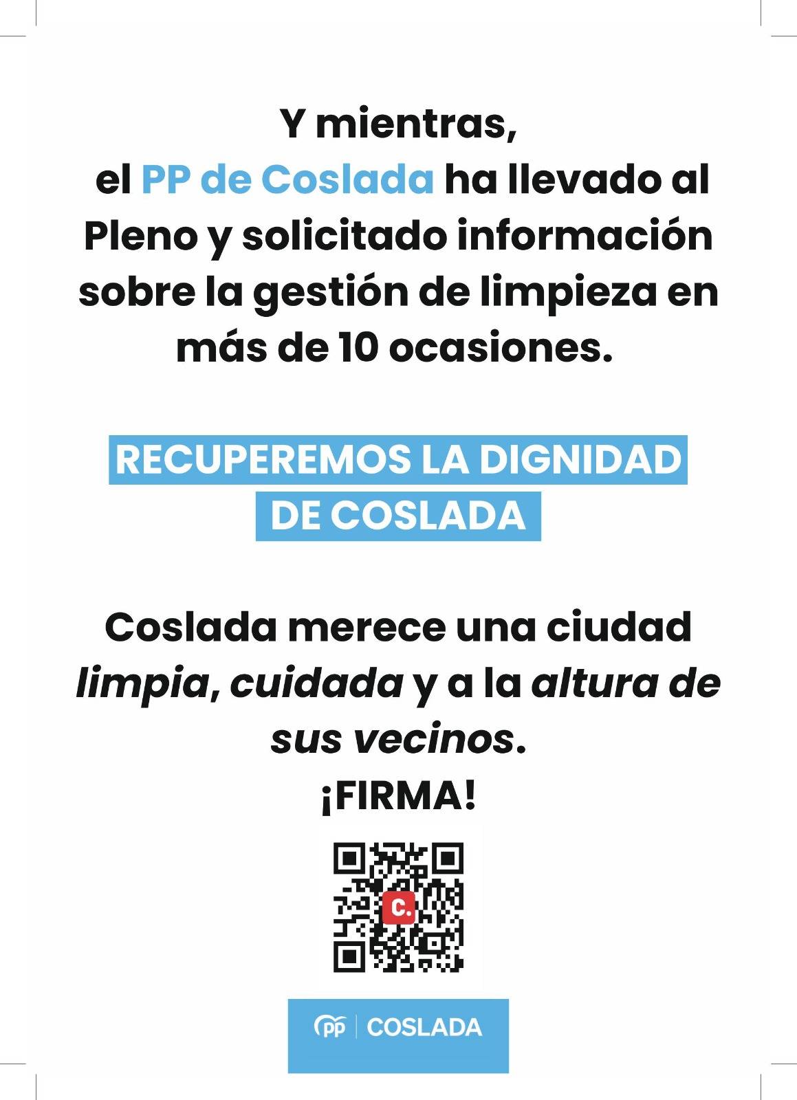 El PP de Coslada recoge firmas para exigir una ciudad limpia y critica la gestión del PSOE